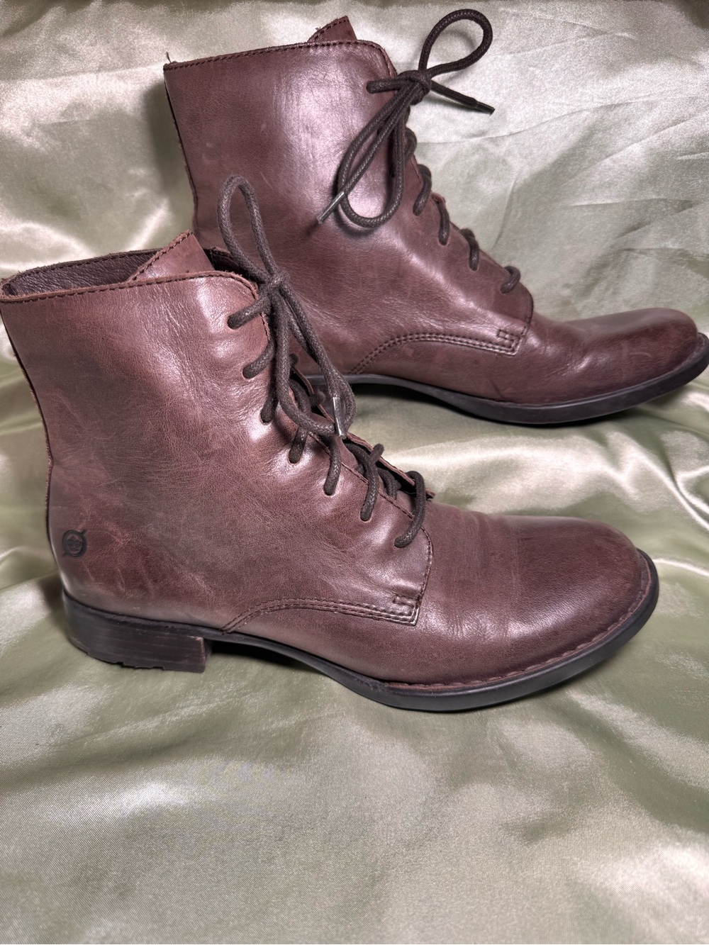 Born Opanka Brown Leather Laced Mid Boots B30323 CQG12 Women's Size 8
